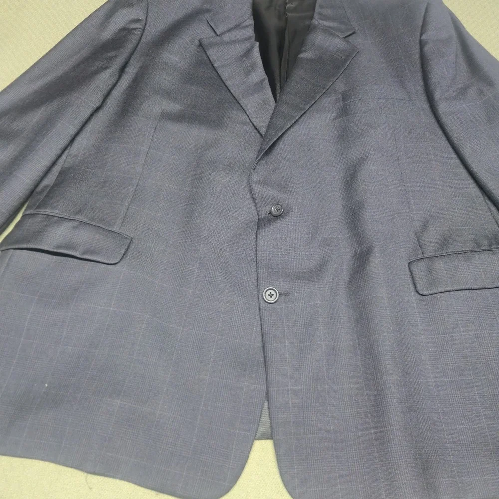 Burberry London Blazer Sport Coat Mens 52 Portly Gray Plaid 100% Wool Boyds Phl